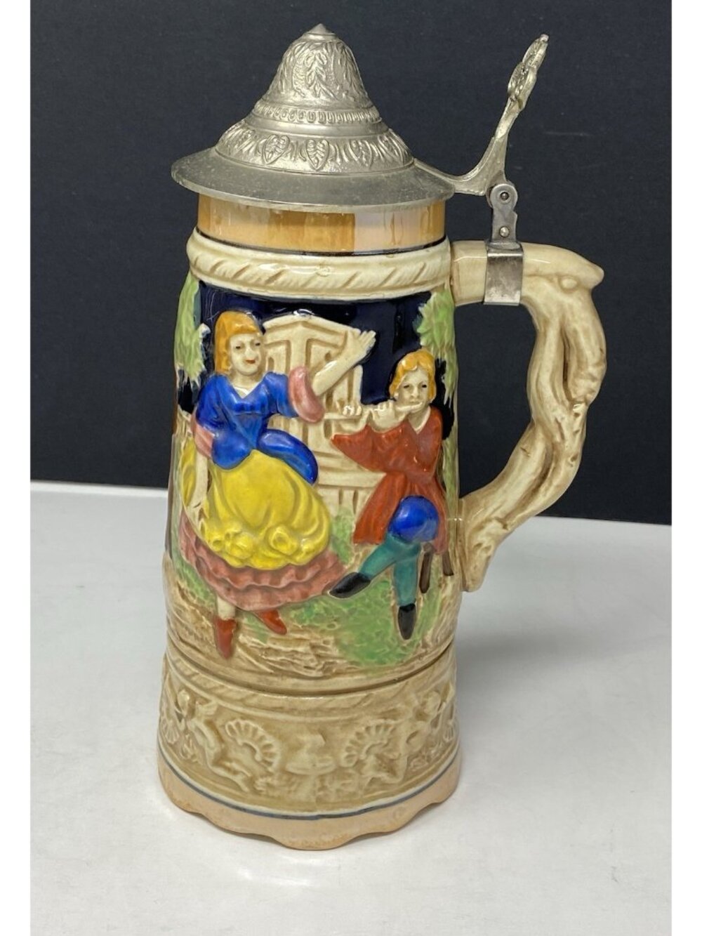 Vintage German Style Ceramic Beer Stein With Music Box In The Base Musical 9”